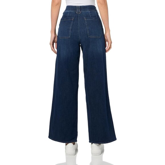 Womens Wide Leg Jean Cotton Spandex Ab Solution Tummy Control Casual - Picture 2 of 3